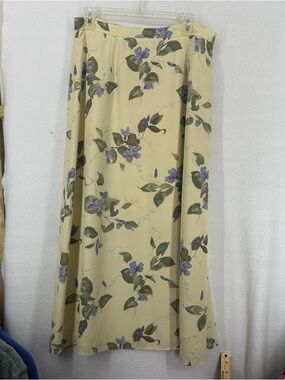 Talbots Floral Maxi Skirt Y2K Vintage Women’s 12 Yellow